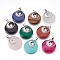Natural & Synthetic Gemstone Pendants, with Platinum Tone Brass Findings, Flat Round with Moon and Star, 32x28x7mm, Hole: 4x5mm