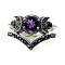 Gothic Purple Crystal Ring with Triple Moon Goddess - Black Diamond Jewelry for Women, Purple, number 6