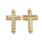 Brass Micro Pave Clear Cubic Zirconia Connetor Charms, Cadmium Free & Lead Free, Religion Cross Links, Golden, 32.5x19x2.5mm, Hole: 1.5mm