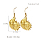 Stylish 304 Stainless Steel Sun Dangle Earrings for Women, Various Designs Available, Golden, 20.76x25.46mm