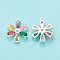 Colorful Glass Pendnants, with Brass Findings, Flower Charms, Silver, 16x12.5x3mm, Hole: 1mm