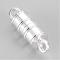 Silver Color Plated Brass Magnetic Clasps with Loops, Column, 16x6mm, Hole: 1.8mm