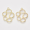 Alloy Open Back Bezel Pendants, For DIY UV Resin, Epoxy Resin, Pressed Flower Jewelry, Flower, Light Gold, 31x23.5x1.5mm, Hole: 1.8mm