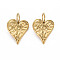 304 Stainless Steel Pendants, Cadmium Free & Nickel Free & Lead Free, Textured, Heart, Golden, 24x17x5mm, Hole: 3mm