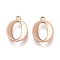 PVD Vacuum Plating  304 Stainless Steel Charms, Laser Cut, Alphabet, Rose Gold, Letter.O, 12.5x9.5x1mm, Hole: 1mm