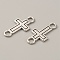 Tibetan Style Alloy Connector Charms, Cross, Religion, Antique Silver, 23x11x1mm, Hole: 3mm