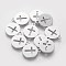 Non-Tarnish 304 Stainless Steel Charms, Flat Round with Cross, Stainless Steel Color, 14x12x1mm, Hole: 1.5mm