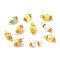 Electroplate Glass Beads Pendant, with Brass Findings, Faceted Rondelle, Yellow, 12x5.5mm, Hole: 1.4mm