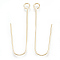 Brass Earring Hooks, with Horizontal Loop, Cadmium Free & Nickel Free & Lead Free, Real 18K Gold Plated, 36x13x0.5mm, Hole: 2.5mm, 24 Gauge, Pin: 0.5mm