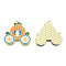 Alloy Enamel Pendants, Cadmium Free & Lead Free, Pumpkin Cart, Golden, Orange, 24x25x1.3mm, Hole: 1.6mm