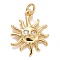 Cubic Zirconia Pendants, with Rack Plating Real 18K Gold Plated Brass Findings, with Jump Rings, Long-Lasting Plated, Lead Free & Cadmium Free, Sun, Real 18K Gold Plated, 17.5x14x2mm, Jump Ring: 4.6x0.8mm, 3mm Inner Diameter