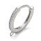 Rack Plating Brass Micro Pave Cubic Zirconia Hoop Earrings Findings, Long-Lasting Plated, Lead Free & Cadmium Free, Platinum, 17.5x2mm, Hole: 1.2mm