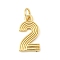 Brass Pendants, Number 2 Charms, Long-Lasting Plated, Lead Free & Cadmium Free, Rack Plating, with Jump Ring, Real 18K Gold Plated, 15x8x1.5mm, Hole: 3.5mm