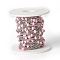 304 Stainless Steel Cable Chains, Satellite Chains, with Enamel, Soldered, with Spool, Flat Oval, Pink, 2.4x2x0.4mm, Beads: 4~5mm, about 32.8 Feet(10m)/roll