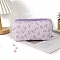 Polyester Wallet, Makeup Bag, with Zipper, Rectangle, Flower, Lilac, 200x85x110mm