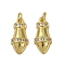 Brass Micro Pave Cubic Zirconia Pendants, Long-Lasting Plated, Cadmium Free & Lead Free, Rack Plating, with Jump Ring, Real 18K Gold Plated, 18.5x8.5x3.5mm, Hole: 3.2mm