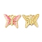 Real 18K Gold Plated 304 Stainless Steel Rhinestone Pendants, with Enamel, Butterfly Charms, Hot Pink, 20x24.5x2mm, Hole: 3x2mm