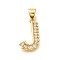 Rack Plating Brass Micro Pave Cubic Zirconia Pendants, Long-Lasting Plated, Lead Free & Cadmium Free,Real 18K Gold Plated, Letter Charms, Letter J, 16.5x10x2mm Hole: 5x3mm