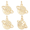 Brass Micro Pave Clear Cubic Zirconia Universe Space Charms, with Jump Rings, Planet Charm, Golden, 12.5x15x3.5mm, Hole: 3.5mm, 6pcs/box