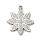 Non-Tarnish 304 Stainless Steel Pendants, Textured and Laser Cut, Flower Charm, Stainless Steel Color, 18.5x16.5x1.5mm, Hole: 1.4mm