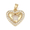 Brass Micro Pave Clear Cubic Zirconia Pendants, Cadmium Free & Nickel Free & Lead Free, Heart with Star, Real 18K Gold Plated, 16.5x16.5x3.5mm, Hole: 3mm