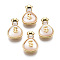 Brass Micro Pave Clear Cubic Zirconia Charms, with Natural Shell, Nickel Free, Purse, Real 18K Gold Plated, 14.5x10x5mm, Hole: 1.5x1mm