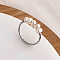 304 Stainless Steel with Natural Baroque Pearl Rondelle Beaded Finger Rings, Stainless Steel Color, US Size 9(18.9mm)
