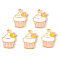 Alloy Enamel Pendants, Light Gold, Cadmium Free & Lead Free, Cake, White, 17x13x2mm, Hole: 1.4mm