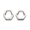 Tarnish Resistant 304 Stainless Steel Hexagon Huggie Hoop Earrings, Stainless Steel Color, 14x15.5x3mm, Pin: 1mm