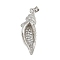 Brass Micro Pave Cubic Zirconia Pendants, Conch Shape Charms, Rack Plating, Long-Lasting Plated, Lead Free & Cadmium Free, Platinum, 34.5x11x10mm, Hole: 4x3.5mm