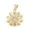 Rack Plating Brass Micro Pave Cubic Zirconia Pendants, Lead Free & Cadmium Free, Long-Lasting Plated, Flower Charms, Real 18K Gold Plated, 18.5x16.5x4mm, Hole: 4.5x3.5mm