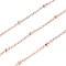 Ion Plating(IP) 304 Stainless Steel Cable Chains, Satellite Chains, with Spool and Beads, Soldered, Rose Gold, 1.6x1x0.3mm, 2x1mm, about 32.8 Feet(10m)/roll