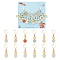 Natural Flower Amazonite & Non-magnetic Synthetic Hematite Pendant Stitch Markers, Crochet Leverback Hoop Charms, Locking Stitch Marker with Wine Glass Charm Ring, Flat Round & Hexagon, Golden, 4.3cm, 12pcs/set