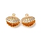Brass Micro Pave Clear Cubic Zirconia Charms, Cadmium Free & Nickel Free & Lead Free, Shell Shape, Real 18K Gold Plated, 12x12x8mm, Hole: 1.5mm