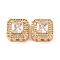 Brass Micro Pave Clear Cubic Zirconia Beads, Cadmium Free & Nickel Free & Lead Free, Square, Real 18K Gold Plated, 11.5x11.5x7mm, Hole: 1.8mm