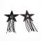 Sparkling Rhinestone Iron on Patches, Appliques, with Iron Ball Chain Tassels, Costume Accessories, for Clothes, Bag, Pants, Shoes, Cellphone Case, Star, Jet, 155x84x2mm