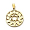 304 Stainless Steel Pendants, Sun with Star Charm, Golden, 22x20x1.4mm, Hole: 5.5x3mm