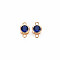 Brass Connector Charms, with Rhinestone, Nickel Free, Real 18K Gold Plated, Flat Round, Capri Blue, 9x5x3mm, Hole: 1mm
