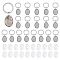 Alloy Keychain, with Iron Rings & Glass Cabochons, Oval, Platinum, 5.6cm, 20pcs/set