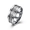 Men's Stainless Steel Finger Rings, Wide Band Ring, White, Platinum, US Size 9(18.9mm)