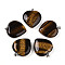 Natural Tiger Eye Pendants, with Stainless Steel Snap On Bails, Heart, Stainless Steel Color, 31x30x8mm, Hole: 5.5x2.5mm