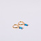 Brass Micro Pave Cubic Zirconia Hoop Earrings, Golden, Blue Violet, 20x10mm