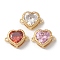 Rack Plating Brass Cubic Zirconia Connector Charms, Cadmium Free & Lead Free, Long-Lasting Plated, Real 18K Gold Plated, Heart, Mixed Color, 10x13x5mm, Hole: 1mm
