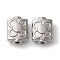 Tarnish Resistant 304 Stainless Steel Beads, Rectangle with Flower, Stainless Steel Color, 10x8x4.5mm, Hole: 1.6mm