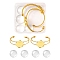 DIY Blank Dome Bangle Making Kit, Including Brass Open Cuff Bangle Making with Flat Round Tray, Flat Round Glass Cabochons, Golden, 6Pcs/box