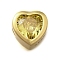 925 Sterling Silver Cubic Zirconia Beads, Heart, with 925 Stamp, Golden, Yellow, 6.5x6.5x4.5mm, Hole: 1.5mm
