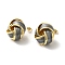 Real 18K Gold Plated Iron Enamel Stud Earrings for Women, with Brass Pin, Knot, Gray, 21x20.5mm