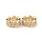 Brass Micro Pave Cubic Zirconia Spacer Beads, Cadmium Free & Nickel Free & Lead Free, Flat Round with Heart, Golden, 8x3mm, Hole: 1.8mm