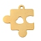 Ion Plating(IP) 304 Stainless Steel Pendants, Laser Cut, Puzzle Charm, Golden, 25x23x1mm, Hole: 2.5mm