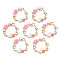 Rack Plating Alloy Enamel Pendants, with Crystal Rhinestone, Cadmium Free & Nickel Free & Lead Free, Garland with Cat, Pink, 23x23x3mm, Hole: 1.5mm